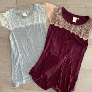 Anthropologie lace flutter sleeve tops